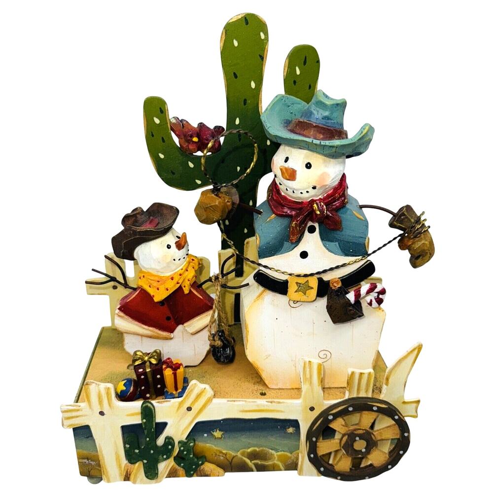 Western‎ Cowboy Snowman Cactus Music Box Motion Musical Southwestern Christmas
